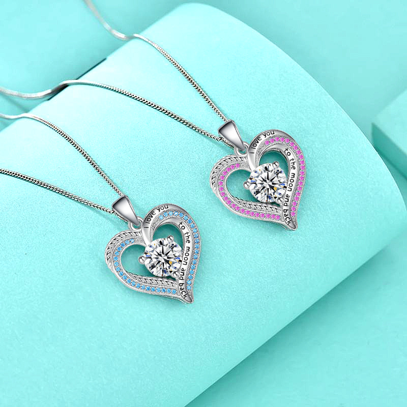 Luxury Customizable I Love You Heart Shaped Neckpiece Featuring Sparkling Cubic Zircons