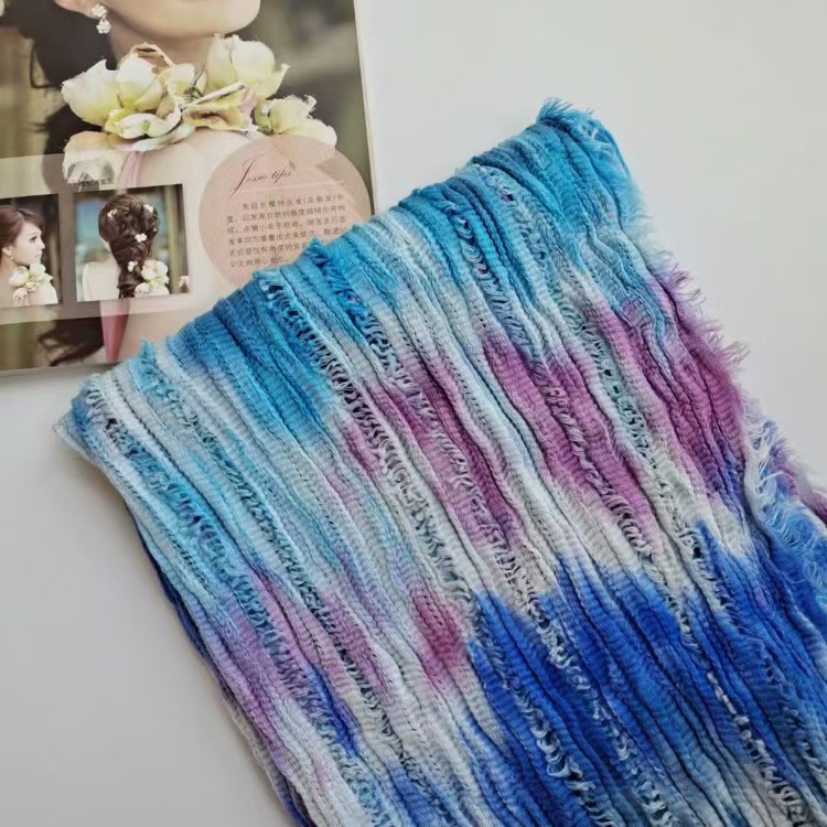 T655 new hand-dyed scarf cotton and linen pleated slender warm neck hollow element color shawl