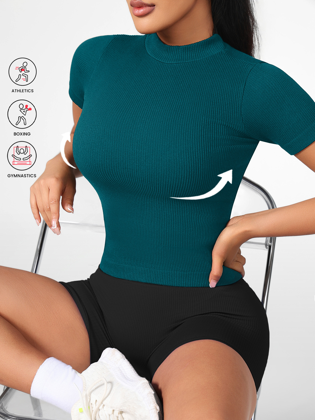 Spring and summer new short sleeved women's nude slimming high elasticity sports yoga T-shirt casual solid color fitness suit