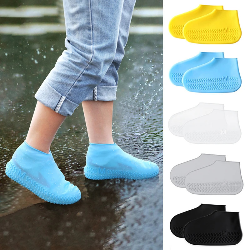 Reusable seasonal silicone rain boot cover thick anti slip waterproof latex childrens outdoor shoe accessories 250428s