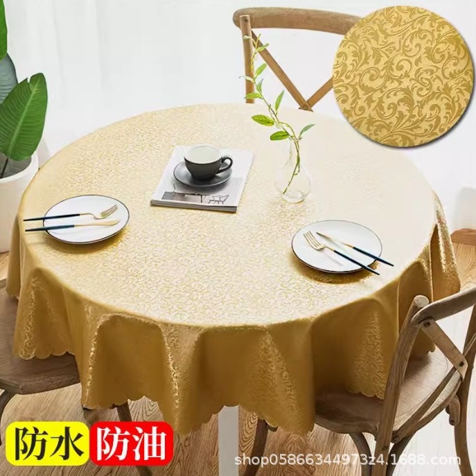 XX0374 high-grade waterproof, oil-proof, scalding-proof and washable tablecloth for restaurants, household use, round PU tablecloth for hotels, dirt-r
