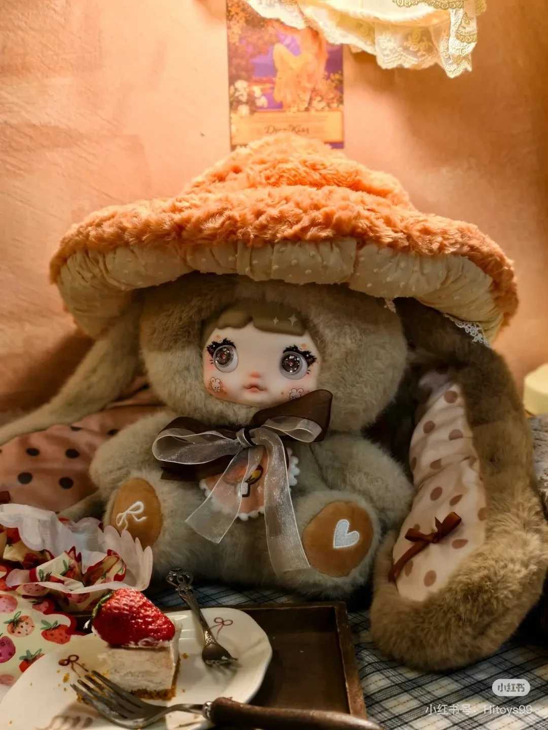 Original Hi Toy Nommi 400% Mushroom Hat Series Blind Box Home Decoration Little Rabbit Doll Holiday Surprise GiftCute Plush Toy W250508