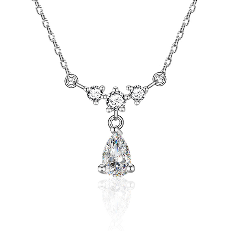925 Sterling Silver Moissanite Teardrop Necklace for Women, Simple & Elegant, Tassel Design, High-End Look
