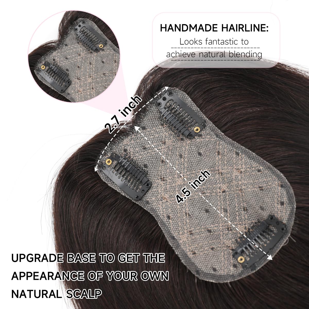 Real Human Hair Crown with Clips: Enhance Thinning Locks | Thickening and Fullness Add-On