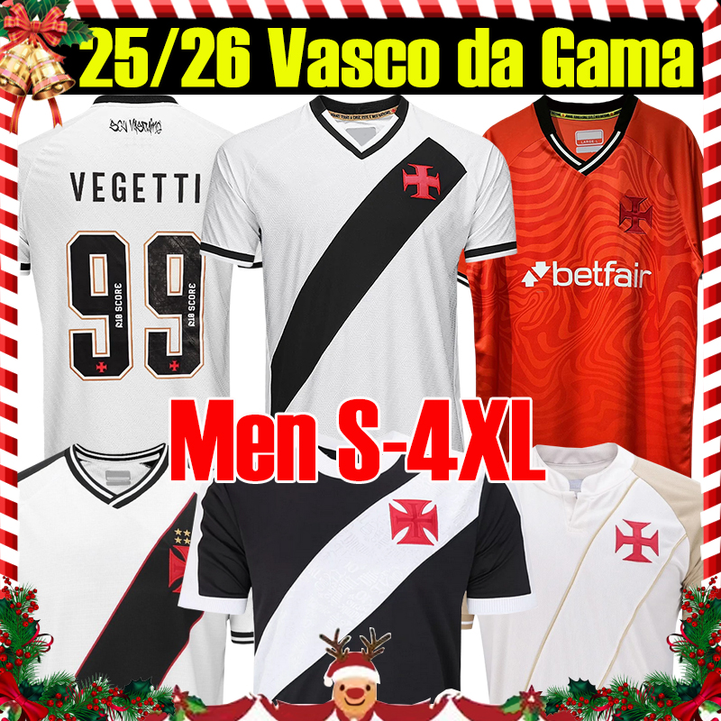 4XL 2025/26 Vasco da Gama Soccer Jerseys vest Pre-match shirt spcecial shirts MAXI RIOS PAULINHO FABIANO MURIQ Custom jerseys 24/25 Men Black White Football Shirts