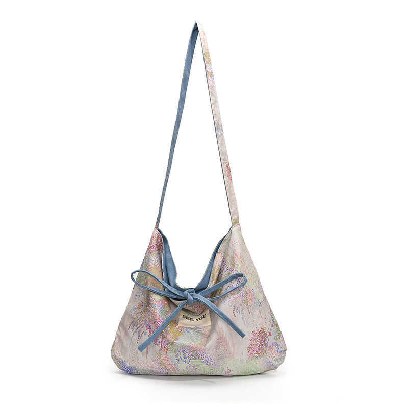 Spring and summer new lazy ethnic style patchwork large capacity tote bag, lightweight and casual artistic sense, single shoulder crossbody women'