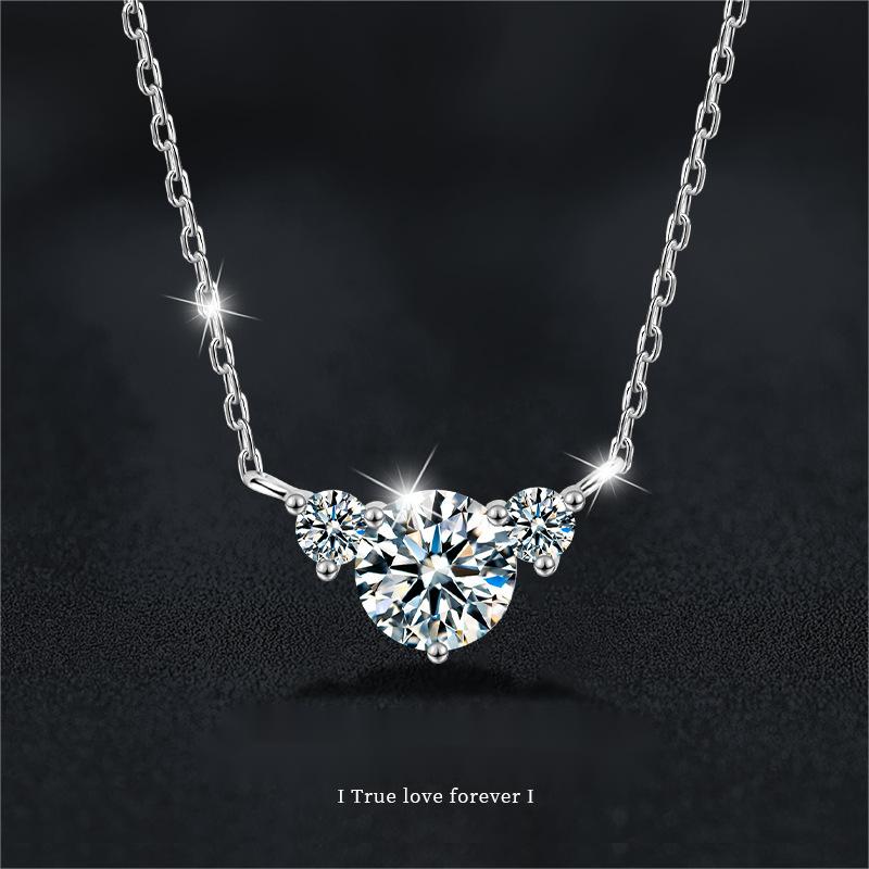 S925 Silver Moissanite Heart Necklace for Women, Versatile Elegant Pendant, Simple & Stylish Clavicle Chain Jewelry