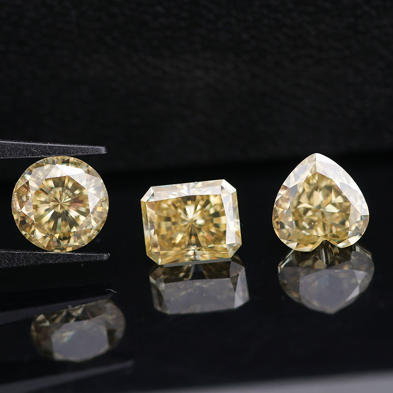 Moissanite Loose Stone 1ct-4ct Yellow Color Excellent Round Radiant Heart Cut Mossant Diamond Gemstone For Jewelry Making With GRA Report