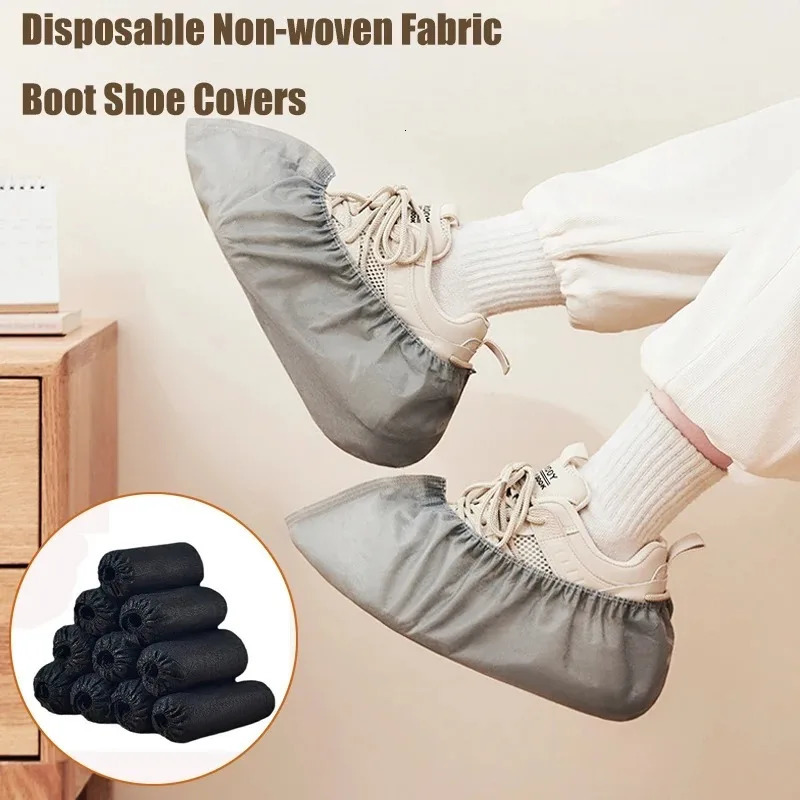 100 count disposable boot shoe covers with anti slip and elastic properties are used for indoor carpet floor protection in the workplace 250428s