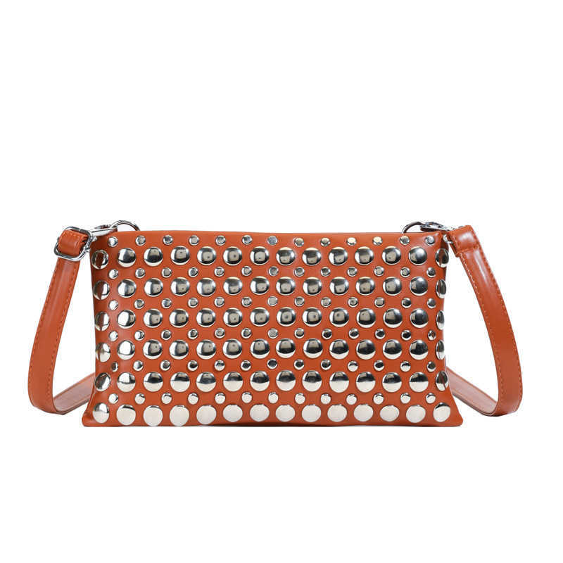 New Small Square Bag 2025 Spring/Summer Fashion Rivet Women's Bag PU Single Shoulder Diagonal Cross Bag Mobile Phone Bag Green