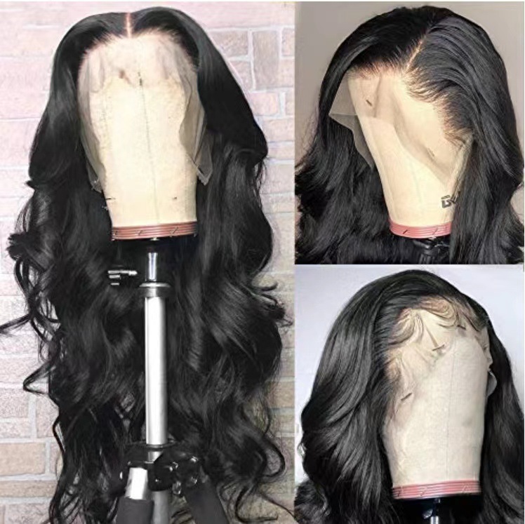 with Wig long curly black wavy synthetic headband