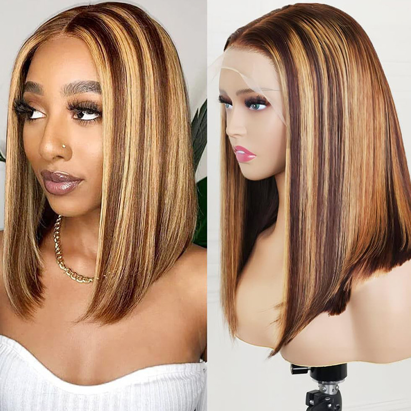 Short Straight Front Hd Transparent Human Hair Wigs Glueless For Black Women Pre Plucked Brazilian 8/10/12/14 Inch 13x4 Lace Frontal Wig