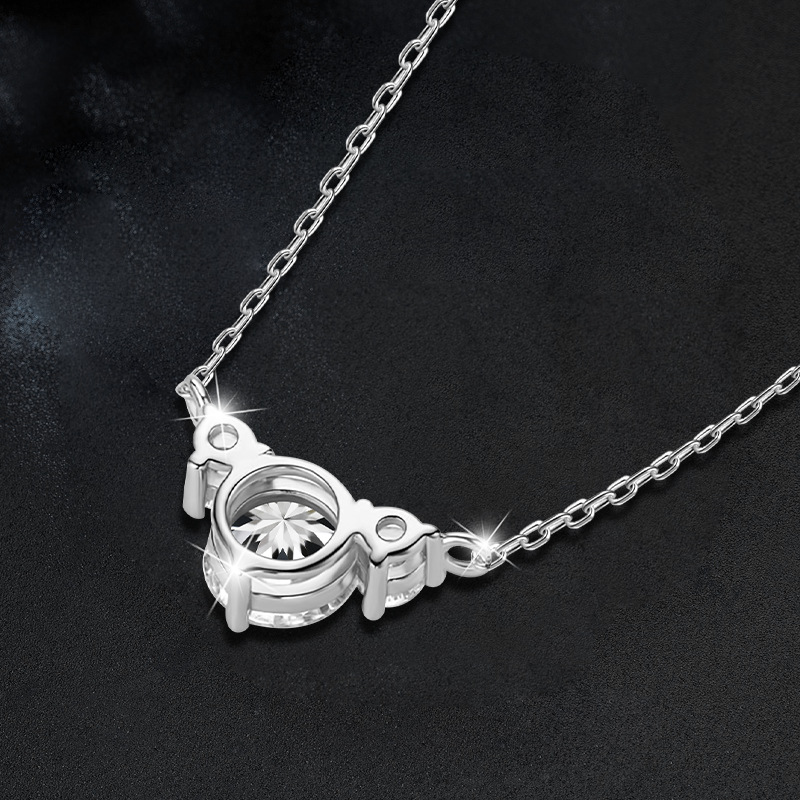 S925 Silver Moissanite Heart Necklace for Women, Versatile Elegant Pendant, Simple & Stylish Clavicle Chain Jewelry