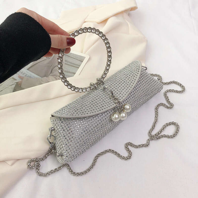 Dinner Bag Dinner Bag Internet Celebrity Studded Shiny Handbag For Women Niche Design Crossbody Mobile Phone Bag Sparkling Diamond Dinner Bag KQ KQ