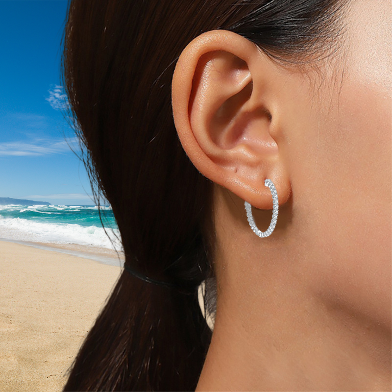 925 Sterling Silver VVS1 Moissanite 30mm Hoop Earrings, Fashion star personality earrings
