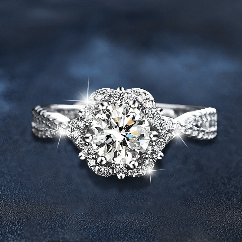 925 Sterling Silver Adjustable Ring, Moissanite Gemstone, Non-Tarnish, Elegant Minimalist Design