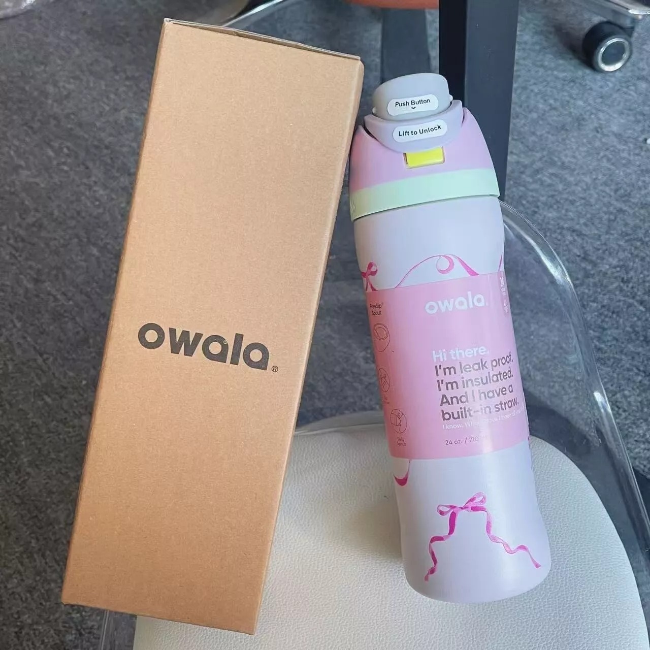 Bow Tie 24Oz/32Oz Owala Tumblers Insulated Stainless Steel Cups With Straw Sports Water Bottle Great For Travel
