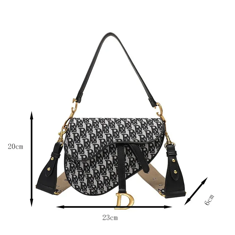 canvas womens hundred handbag crossbody saddle bag comfortable shoulder strap women large capacity letter underarm bags