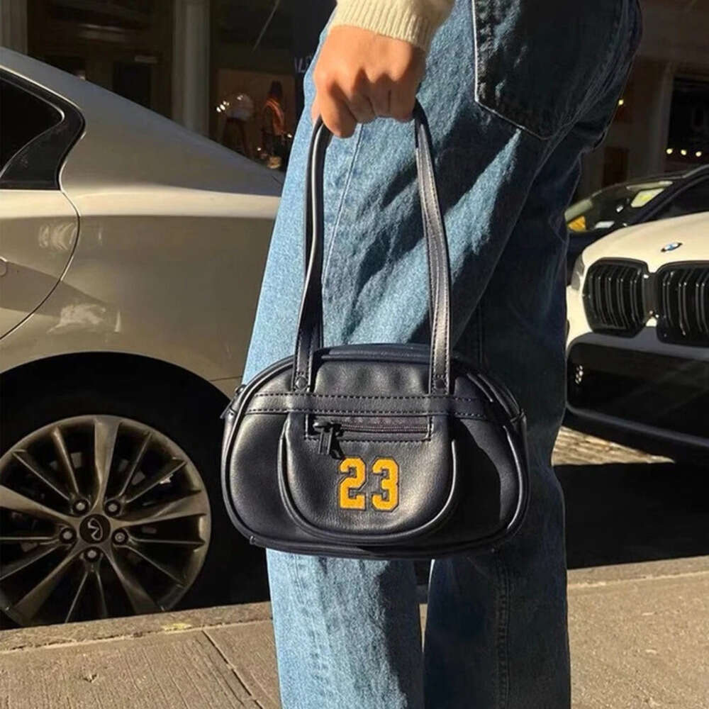 Fashion 23 Embroidery Navy Shoulder Bag Preppy Style Zipper High Quality Ladies Bags New Vintage Street Chic Handbags Y2K