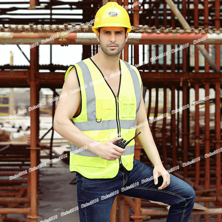 High Visibility Working Safety Construction Warning Reflective Traffic Work Vest Green Reflect Safe Clothing Men's Vests 4 Colors