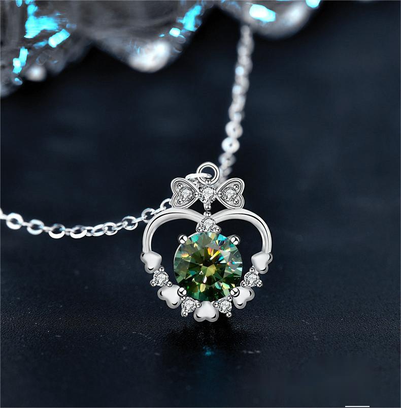 Trendy Bridal Accessory - Lustrous Moissanite Accented Heart Pendent by Precious 925 Silver Chain
