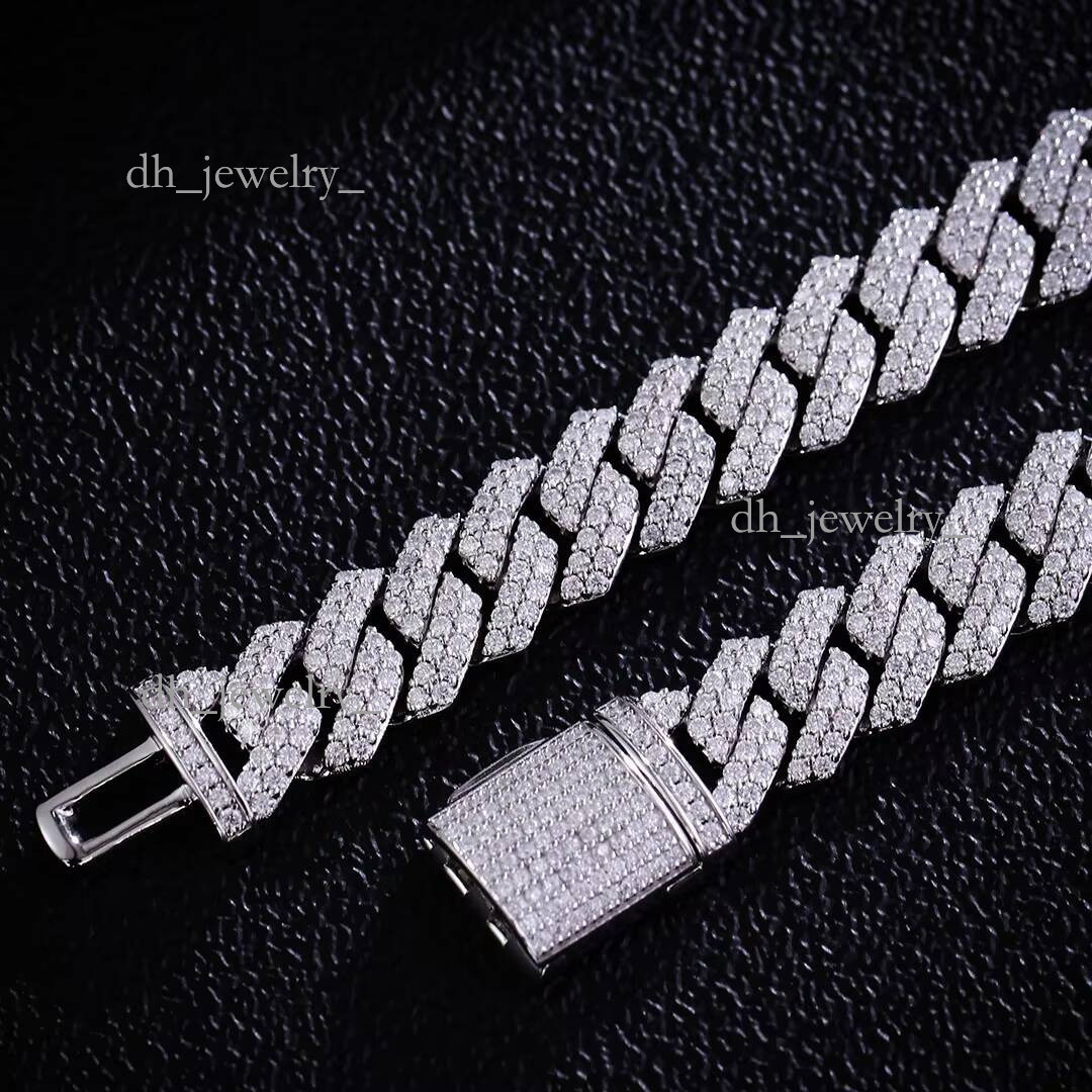 8MM Full Moissanite Chain Bracelet for Men Women Certified 100% Sterling Sier Hip Hop Cuban Link Male Jewelry Gift