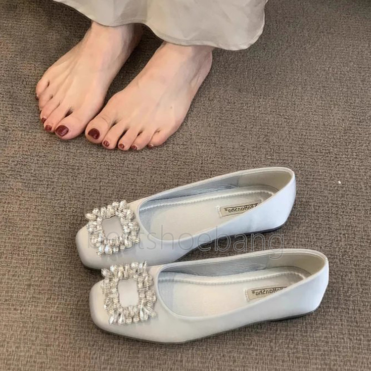 2025 designer ballet flats heels loafers womens spring summer new shallow mouth mary jane shoes luxury sandals fashion rhinestone glitter satin weddin