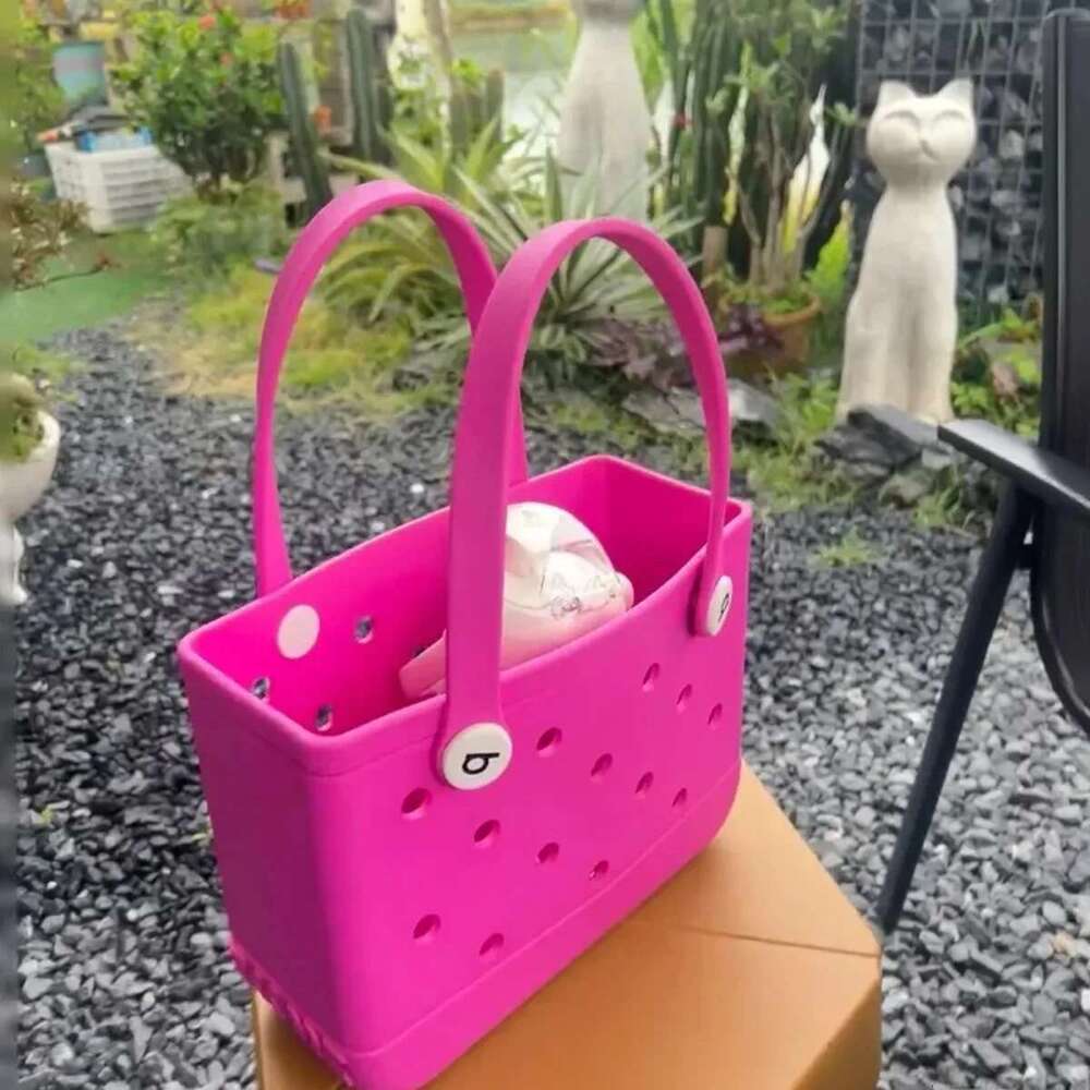 Mini Beach EVA Waterproof Rubber Summer Pool Storage Basket Women Shopping Shoulder Handbag Small Jelly Croc Sac Tote Bag