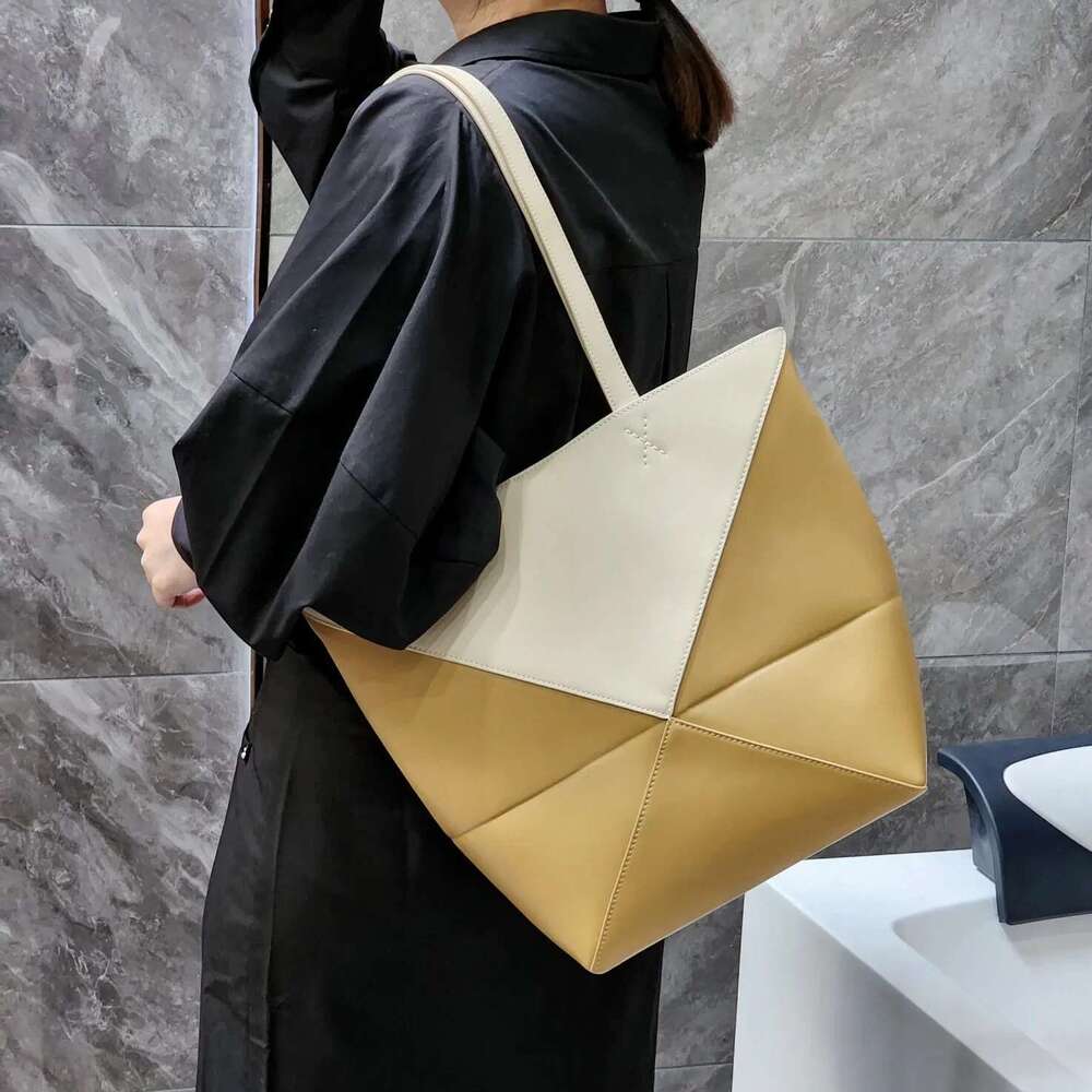 New Fashion Cow Leather Puzzle Foldable Tote Geometric Design Single Shoulder Crossbody Bag Large Capacity Women's Handbag 250607