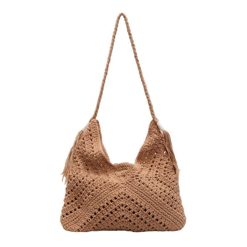 Forest style new artistic hollow woven bag for women, casual bohemian style, lightweight and fashionable, large capacity shoulder bag