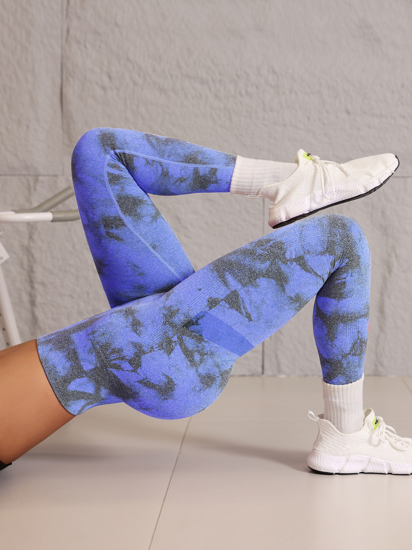 New seamless tie dye yoga pants, waisted peach hip leggings, high stretch fitness pants