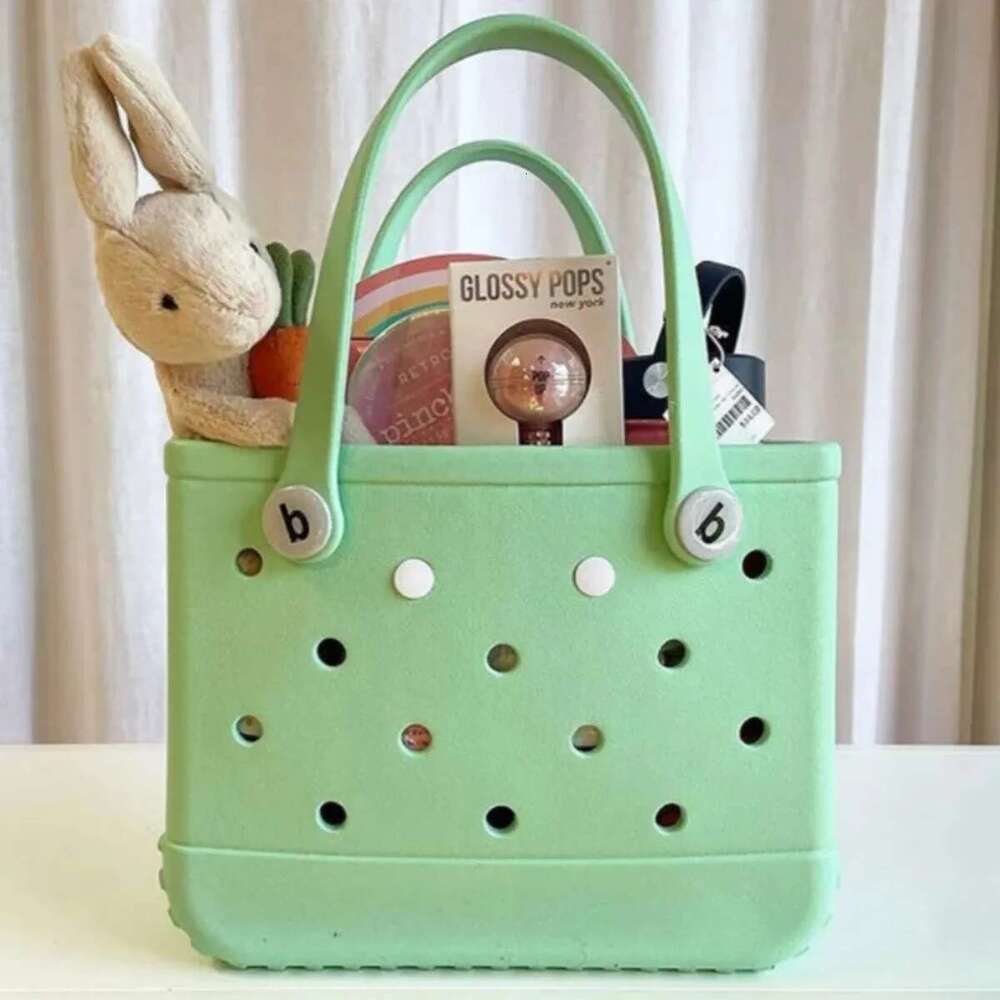S/M/L EVA Waterproof Rubber Travel Picnic Storage Basket Women Shopping Shoulder Handbag Jelly Sac Croc Beach Tote Bag