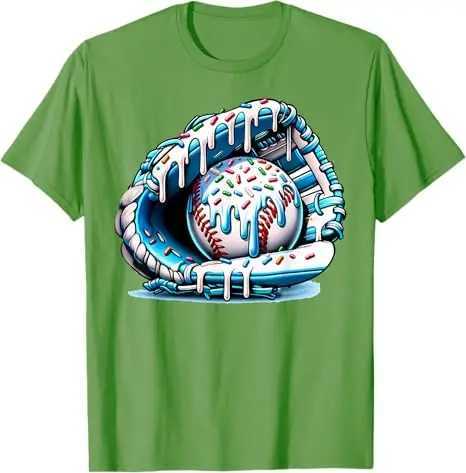 Baseball Drip Ice Sprinkles Baseball Glove T-Shirt Humor Funny Pitcher Catcher Graphic Outfit Novelty Gift Streetwear TeeT250508