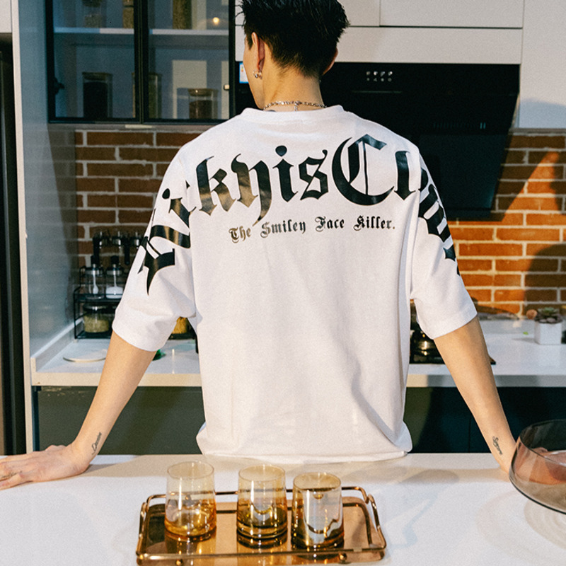 New Men's Pure Cotton Letter T-shirt Short Sleeved Designer Luxurious Loose Oversized Street Hip-hop Couple T-shirt Top Multifunctional Casual Fa