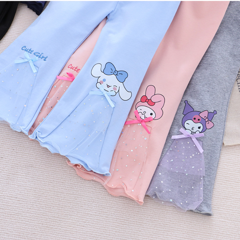 DISNEY Frozen Elsa princess baby clothes Girls' bell-bottom trousers autumn children's clothes long pants elastic cartoon.