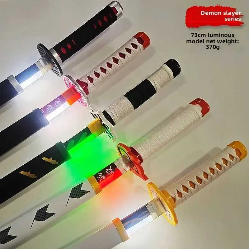 73cm/28.74in Demon Slayer Katana Lightsaber Charge Cosplay Sword Weapon Props Luminous Toys Anime Peripherals Collectible Gift T250508
