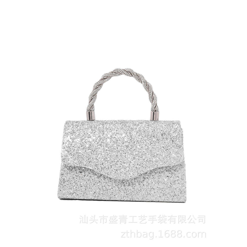 Dinner Bag Dinner Bag New Sequined French Banquet Shiny Small Square Fairy Water Diamond Hand Held Bag Temperament Crossbody Dinner Bag KQ KQ