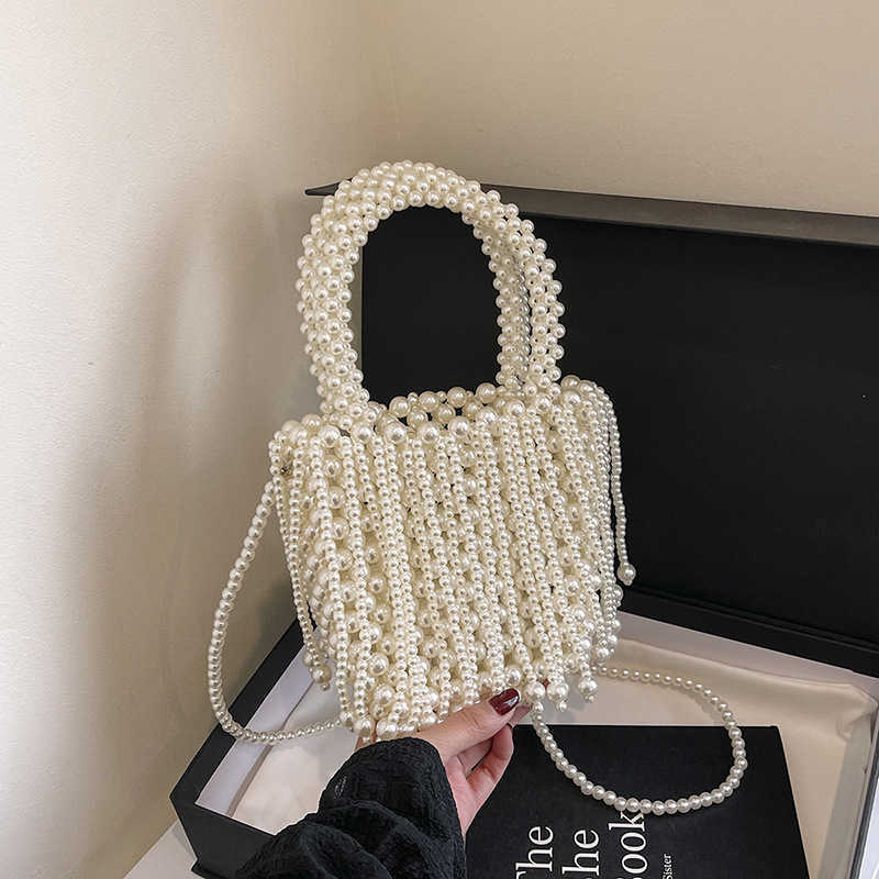 Tassel woven small bag for women 2025 new fashionable versatile handbag, dinner bag, chain bar crossbody bag, accessory bag
