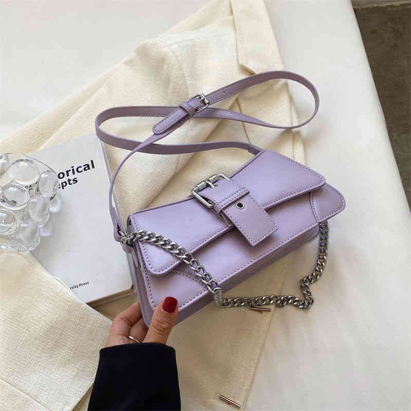 Fashion Solid color Women Chain Shoulder Side Small PU Leather Handbag And Wallet Vintage Brand Lady Flap Crossbody Sling Bag