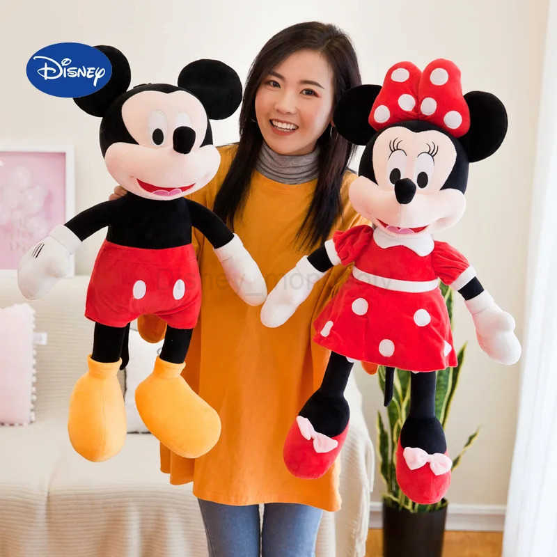 Disney 20-75cm Mickey Minnie Mouse Plush Toys Pillow Kawaii Mickey Minnie Stuffed Doll Cartoon Elf Plush Doll Xmas Gift For Kids Z250508