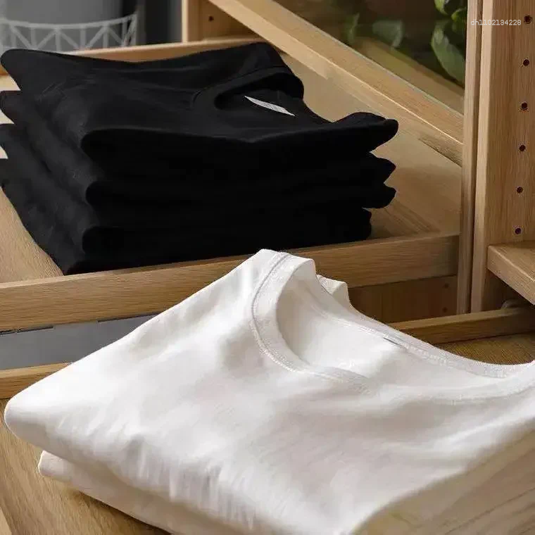 VIP payment link Men's T Shirts 2pcs Solid Color T-shirt Cotton Men Women White O-Neck Loose Short-sleeved Basic Models All-match Couple Tops Black