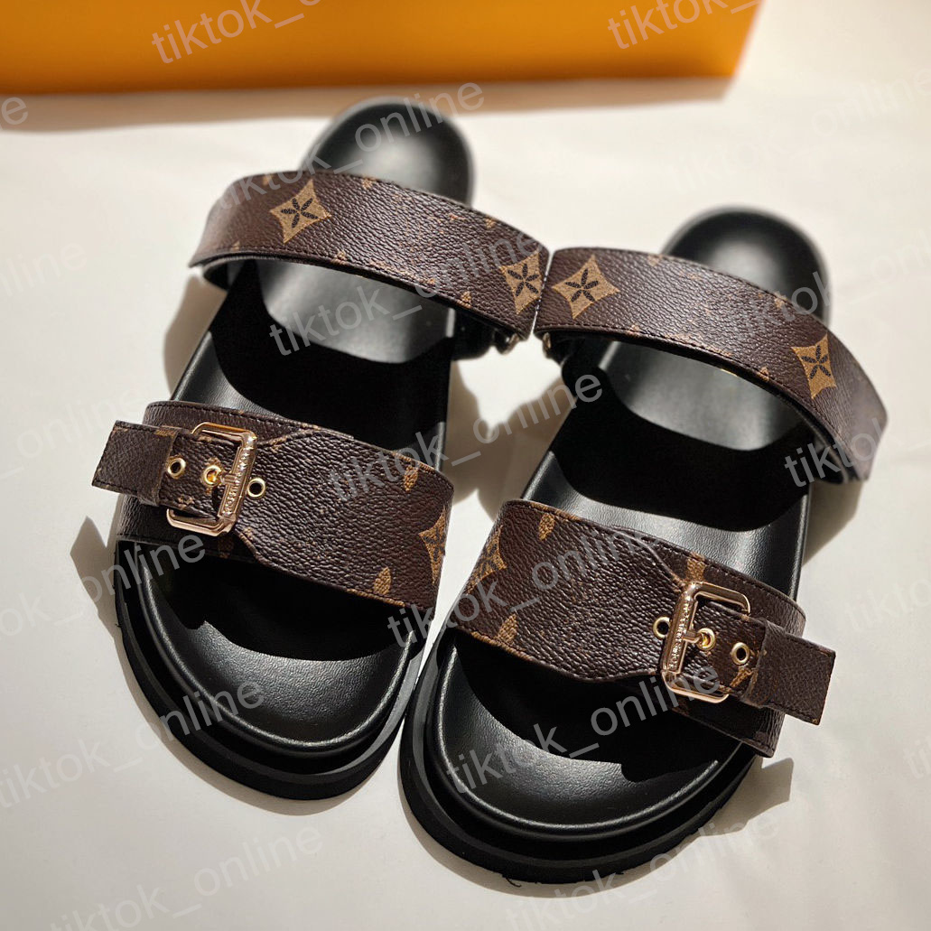 Designer Slipper Leather sandal Casual Shoe summer beach gladiator Muleshasp New womans Flat sandles Heels Slide luxury Designer Sliderssandale Size 35-45