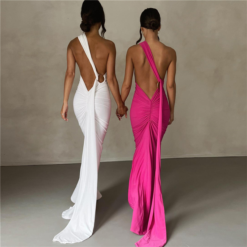 Wind 2023 Summer New Womens Sexy Open Back Hanging Neck Wrap Hip Slim Fit Evening Dress Womens Dress