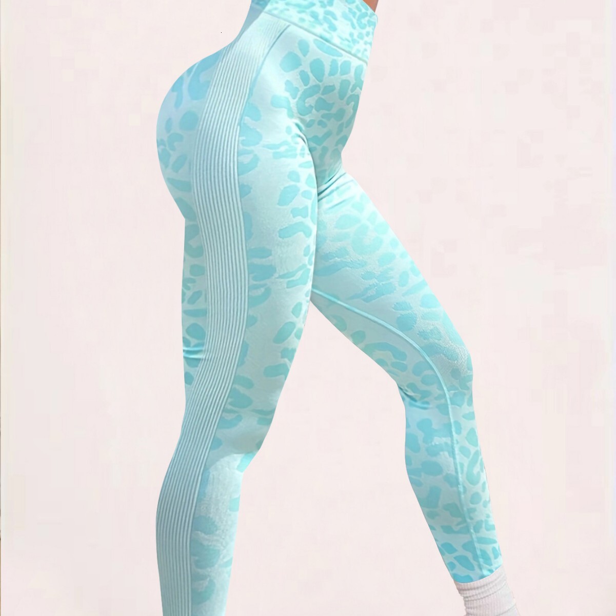 Leopard print sexy yoga pants, women's high waist, tight fitting, hip lifting, sports running and fitness pants