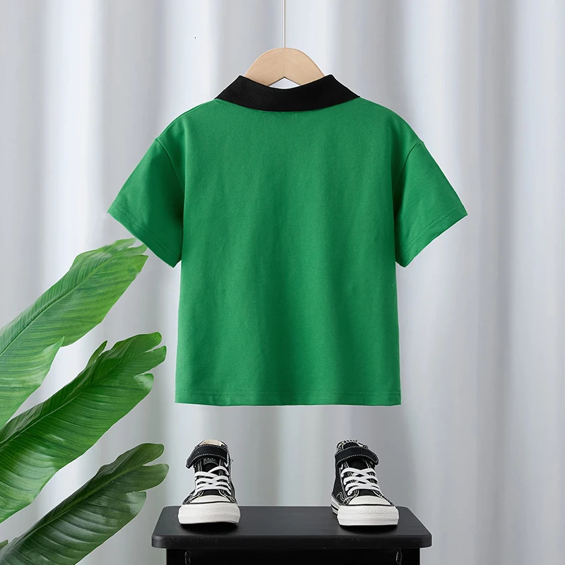 Summer Kids POLO Shirt. Lapel short sleeves. INS style. For baby boys S/M/L. Comfy breathable. 250508