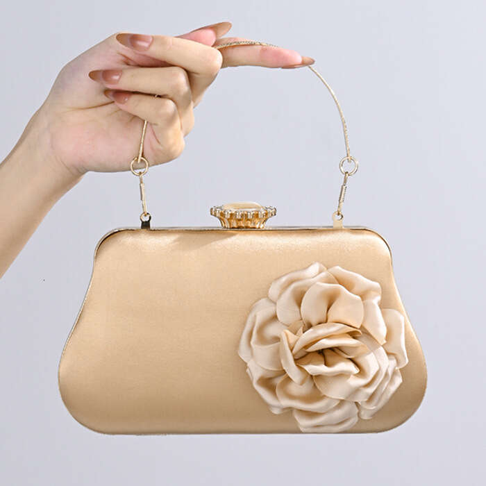 Dinner Bag Dinner Bag New Silk Flower Dinner With Temperament One Shoulder Diagonal Cross Niche Design Hand Held Dress Evening Bag KQ KQ