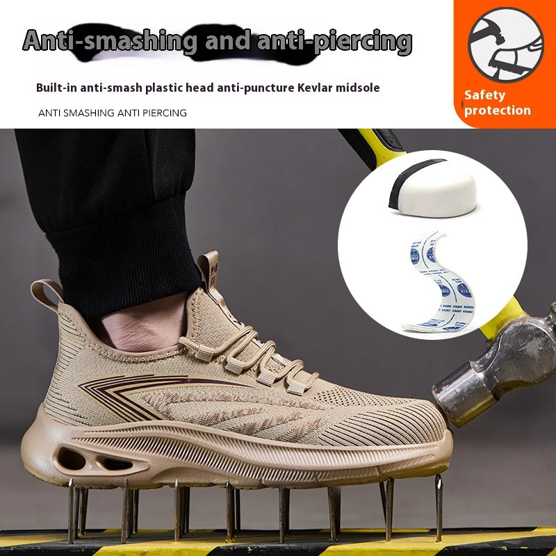 Light Breathable Sneaker Steel Toe Work Shoes Anti-smash Anti-puncture Indestructible Shoes Antistatic Safety Shoes for Men 250507