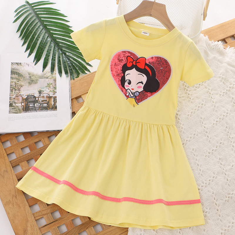 DISNEY Frozen Princess Elsa baby designer clothes kids clothes Girl cotton short-sleeved summer dress princess dress.