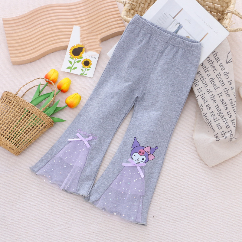 DISNEY Frozen Elsa princess baby clothes Girls' bell-bottom trousers autumn children's clothes long pants elastic cartoon.