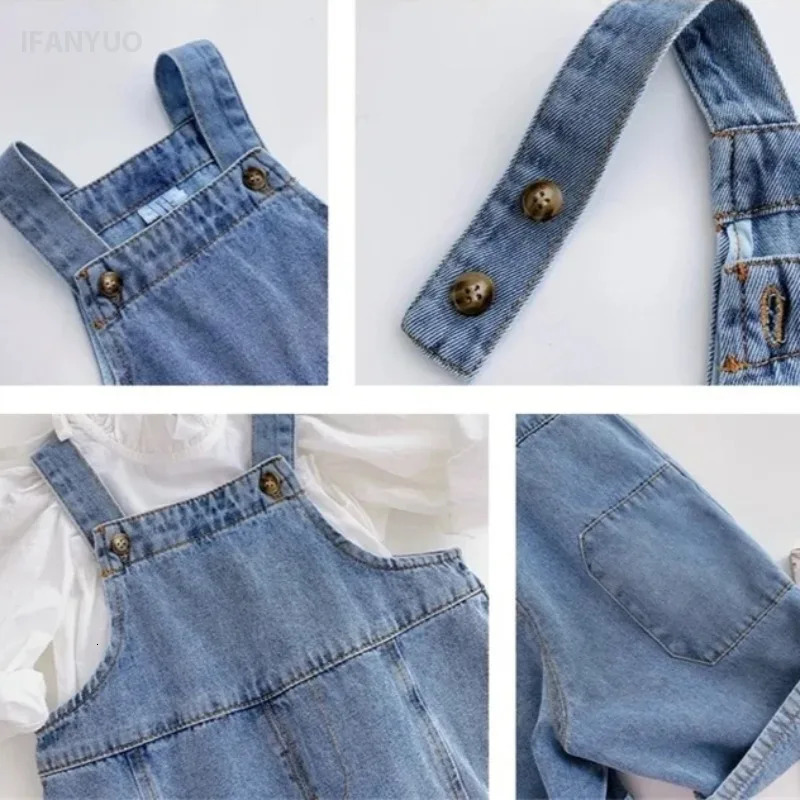 1-8T Childrens Pants Spring Loose Wide Leg Overalls for Boys and Girls Baby Jeans Baby Rompers Kids Denim Trousers Pantsv 250508
